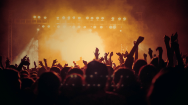 Concert with a crowd and lights shining